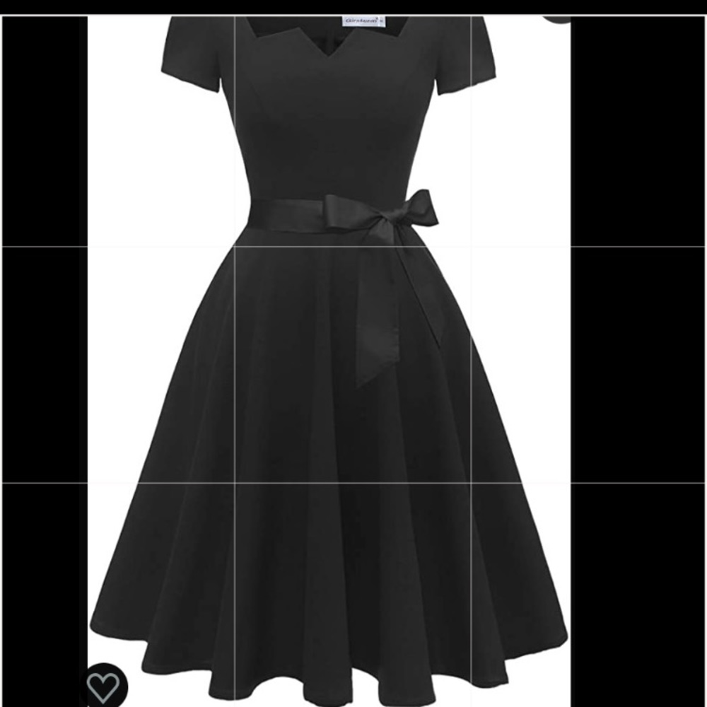 Girstunm Womens Black Classic Tea Dress Short Sleeve Swing Cocktails W pockets